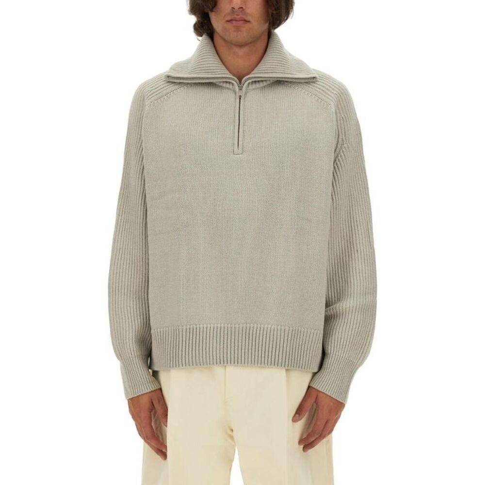STUDIO NICHOLSON Half-Zip Knit Sweater Men Beige Sweaters & Cardigans